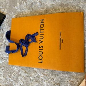 Louis Vuitton Orange Gift Bag with Blue Ribbon